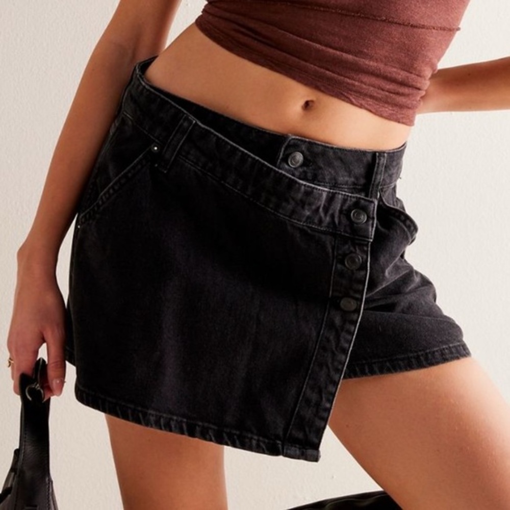 Free People We The Free Wynne Denim Wrap Mini Skirt Size 27